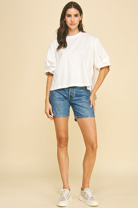 Knit Front Cotton Back Top