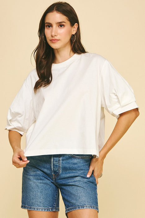 Knit Front Cotton Back Top