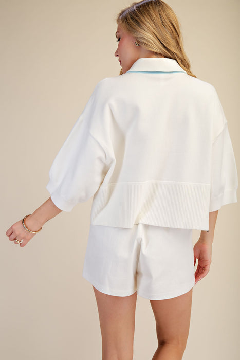 Collar with Contrast Trim Sweater