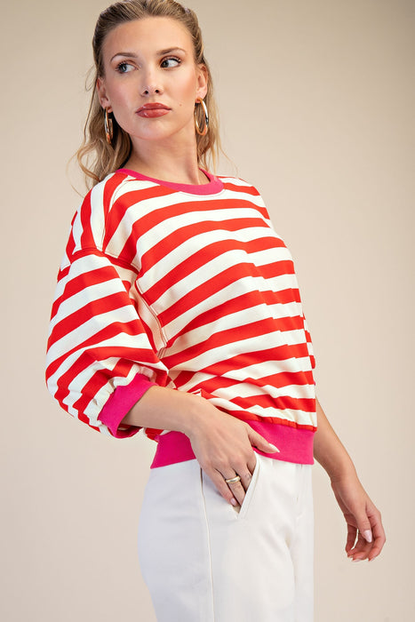 Round Neck Bubble Sleeve Sweatshirt
