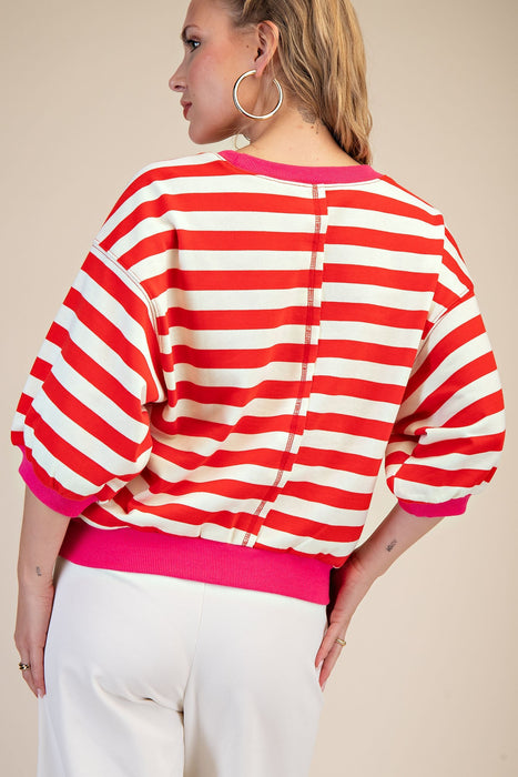 Round Neck Bubble Sleeve Sweatshirt