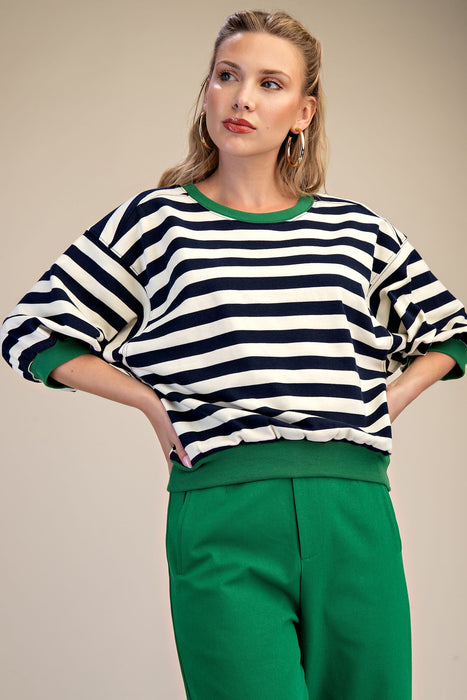 Round Neck Bubble Sleeve Sweatshirt