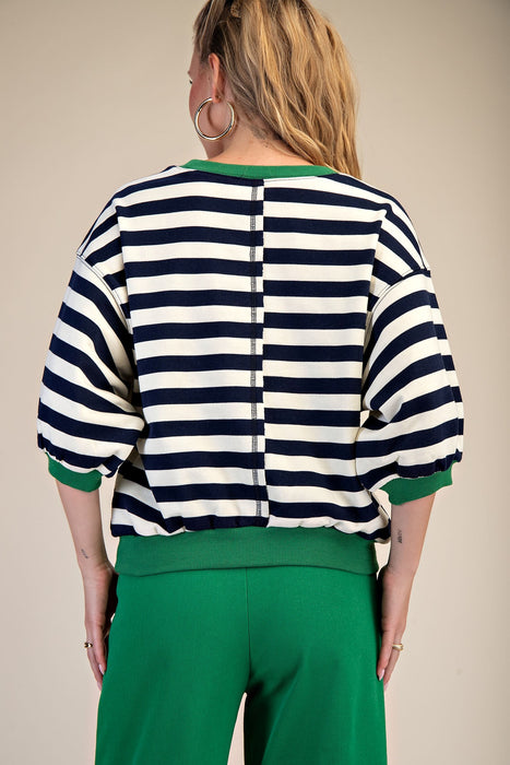 Round Neck Bubble Sleeve Sweatshirt