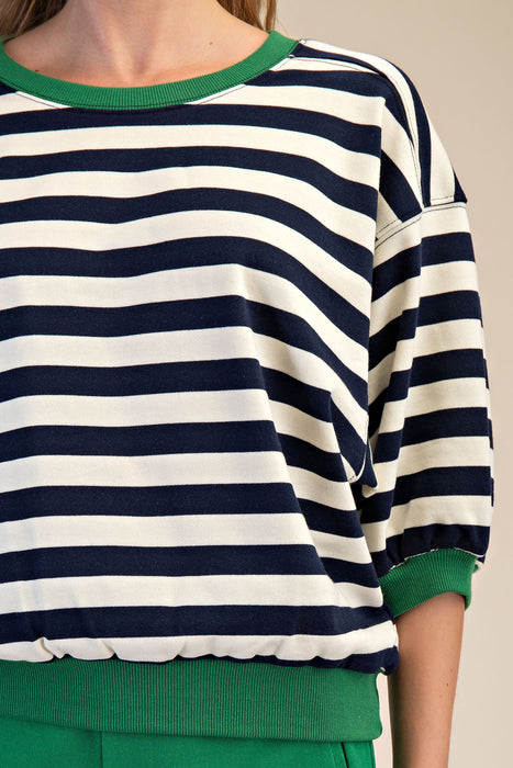Round Neck Bubble Sleeve Sweatshirt