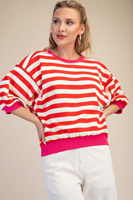 Round Neck Bubble Sleeve Sweatshirt