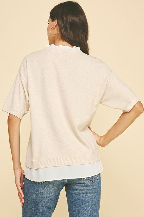 Mixed Media Layered Knit Top