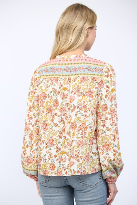 Tie Neck Peasant Blouse