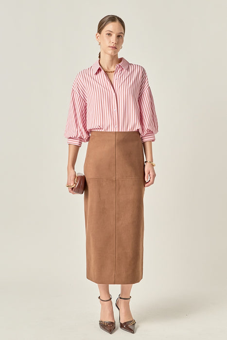 Pinstripe Balloon Sleeve Shirt
