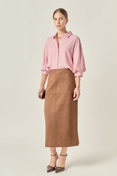Pinstripe Balloon Sleeve Shirt