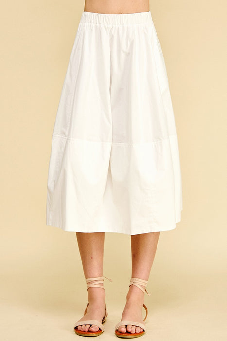 Pleated Poplin Midi Skirt