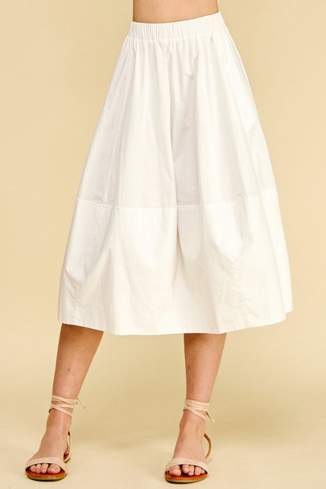 Pleated Poplin Midi Skirt