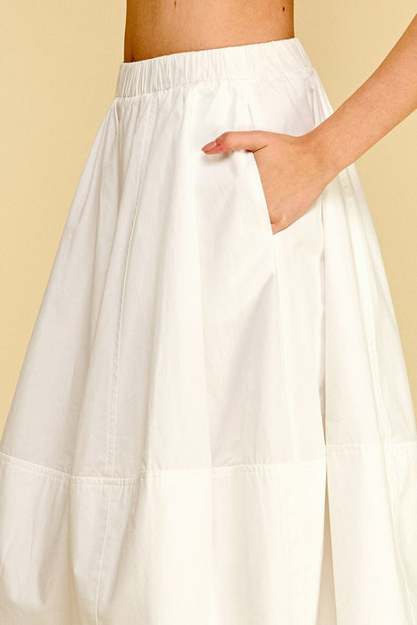Pleated Poplin Midi Skirt