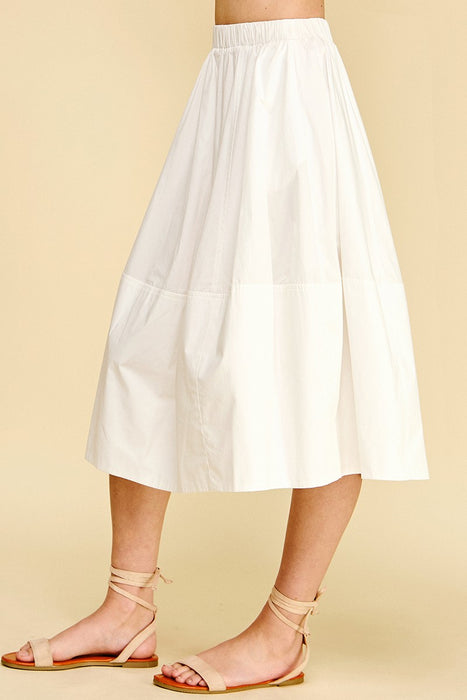 Pleated Poplin Midi Skirt