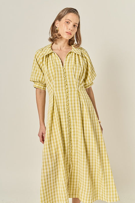 Gingham Puff Sleeve Dress