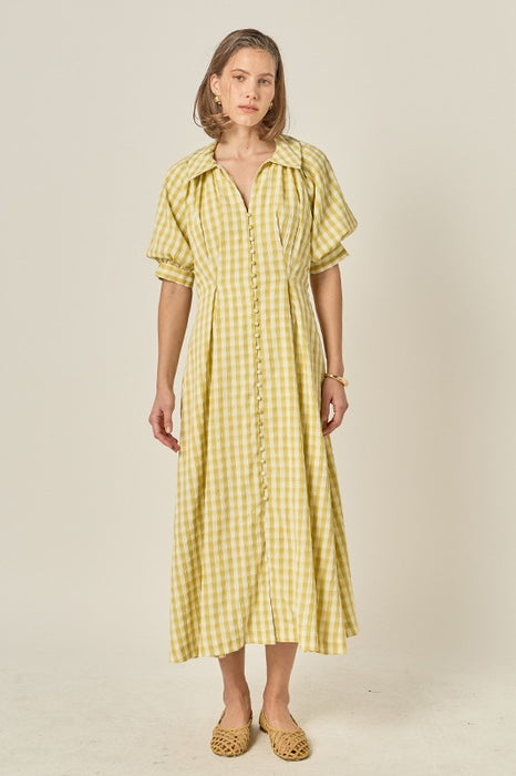 Gingham Puff Sleeve Dress