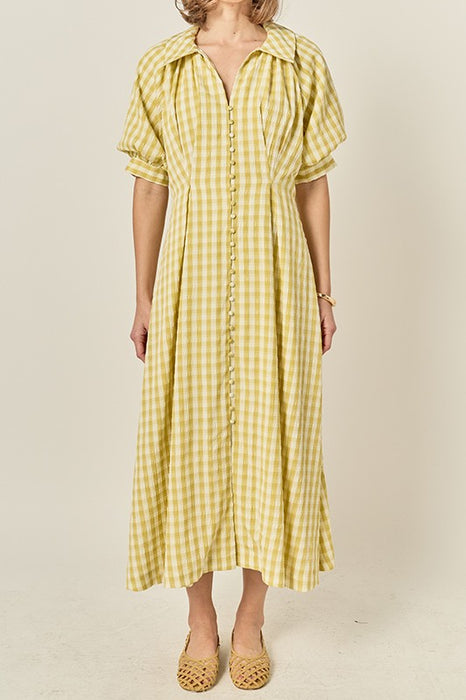 Gingham Puff Sleeve Dress