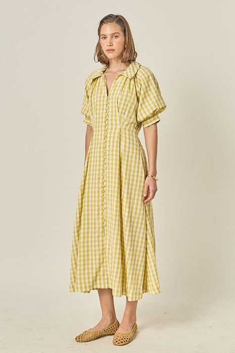 Gingham Puff Sleeve Dress