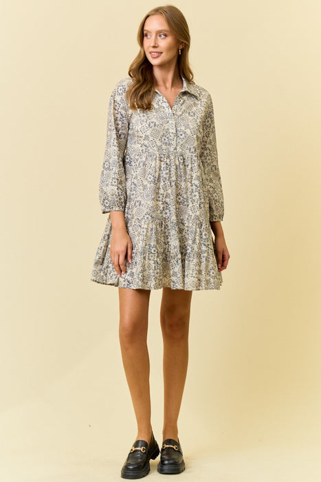 Paisley Print Button Down Mini Dress