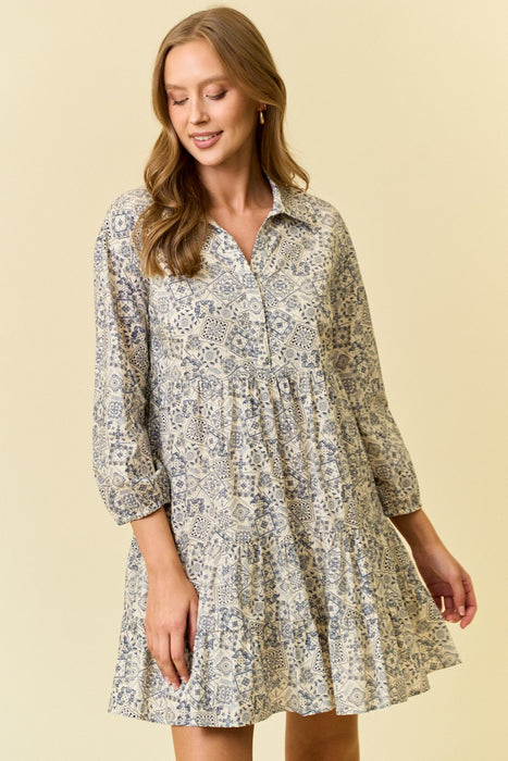 Paisley Print Button Down Mini Dress