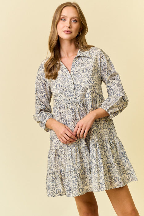 Paisley Print Button Down Mini Dress