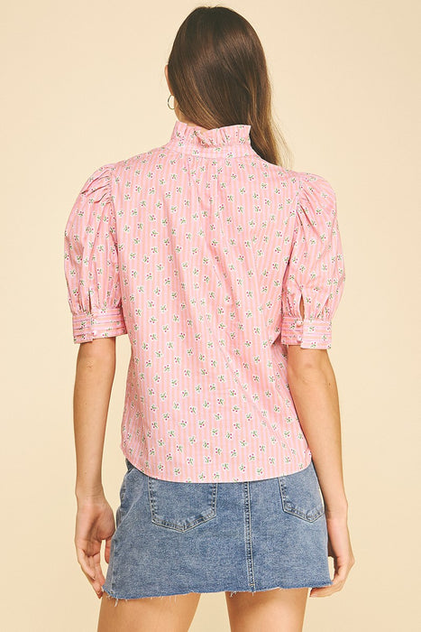 Floral Balloon Sleeve Blouse