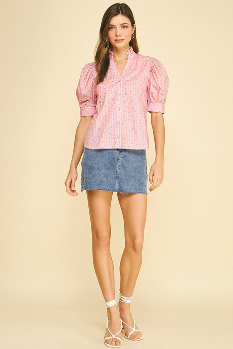 Floral Balloon Sleeve Blouse