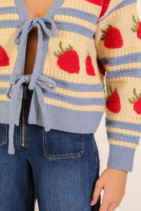 Strawberry Stripe Ribbon Cardigan