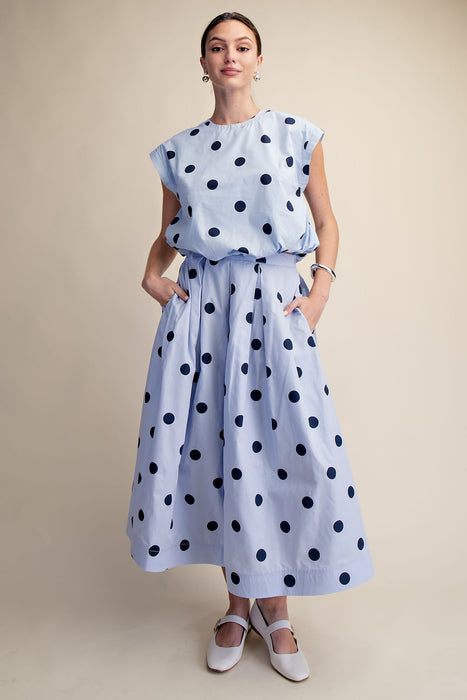 Bubble Crop Top and Pleated Midi Skirt Set
