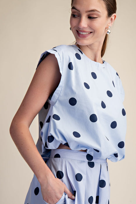 Bubble Crop Top and Pleated Midi Skirt Set