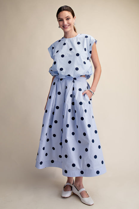 Bubble Crop Top and Pleated Midi Skirt Set