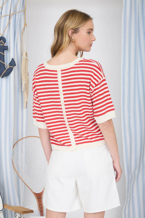 Short Sleeve Stripe Sweater