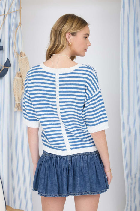Short Sleeve Stripe Sweater