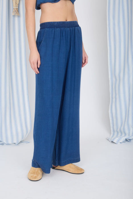 Elastic High Waist Wide Leg Pant