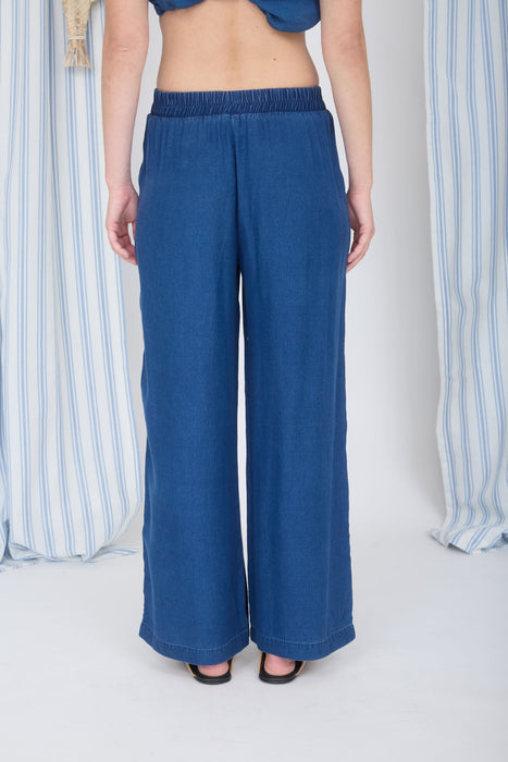 Elastic High Waist Wide Leg Pant