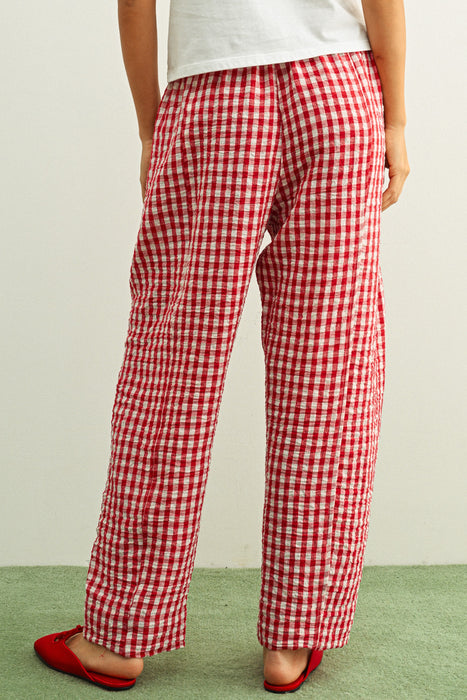 Gingham Elastic Band Waist Pants