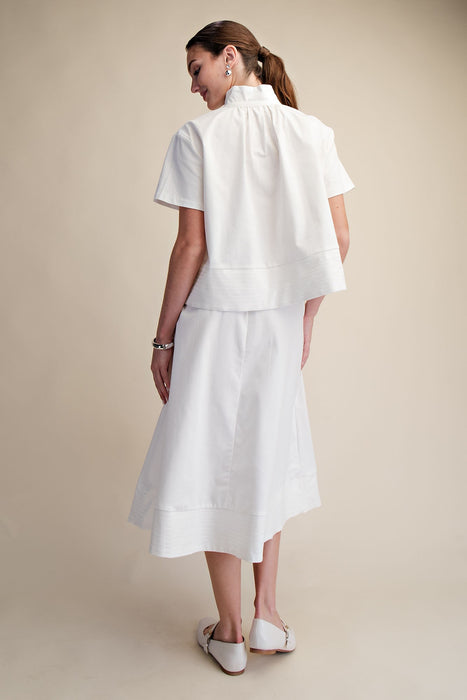 Pleated High Collar Top