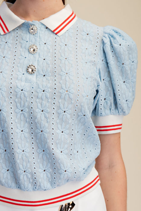 Puff Sleeve Lace knit Top