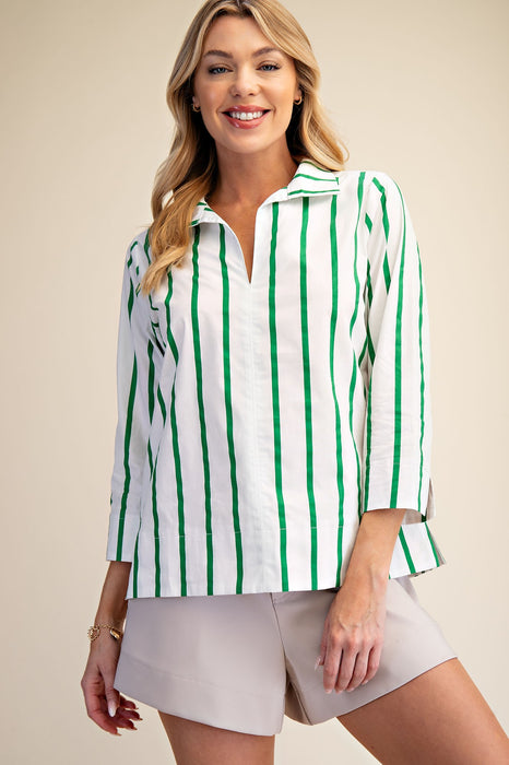Stand Collar V Neck Blouse