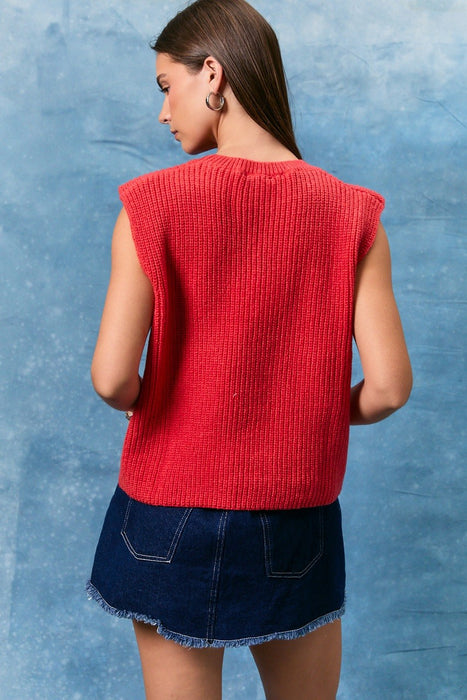 U S A Sleeveless Sweater Top