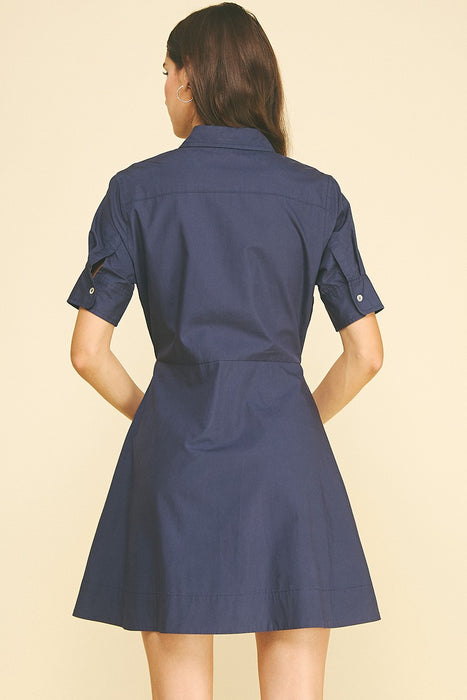 Tie Front Button Down Midi Dress