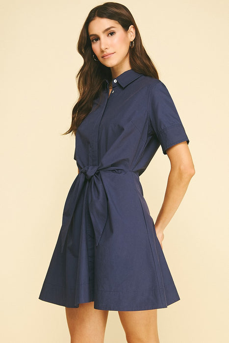 Tie Front Button Down Midi Dress