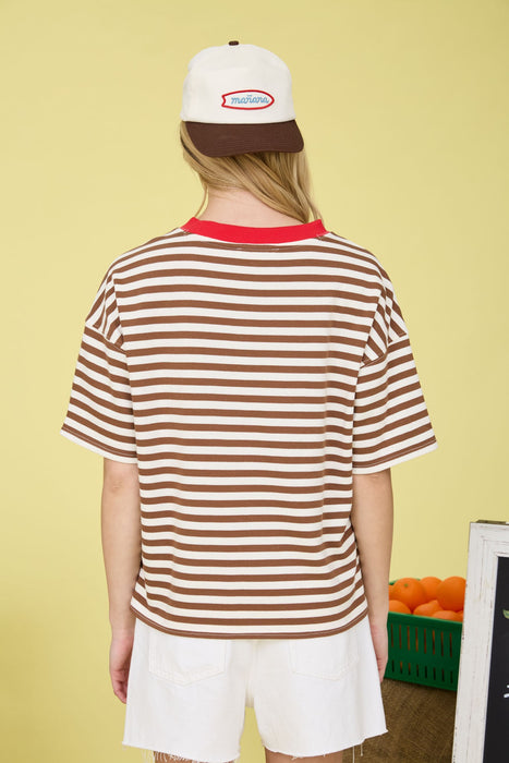 Stripe Colorblock Short Sleeve Top