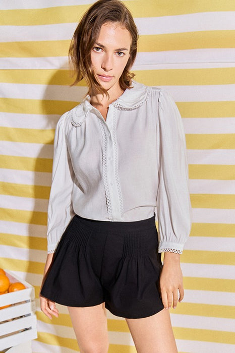 Scallop Detail Long Sleeve Blouse