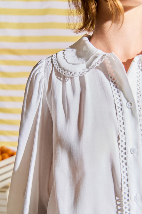 Scallop Detail Long Sleeve Blouse