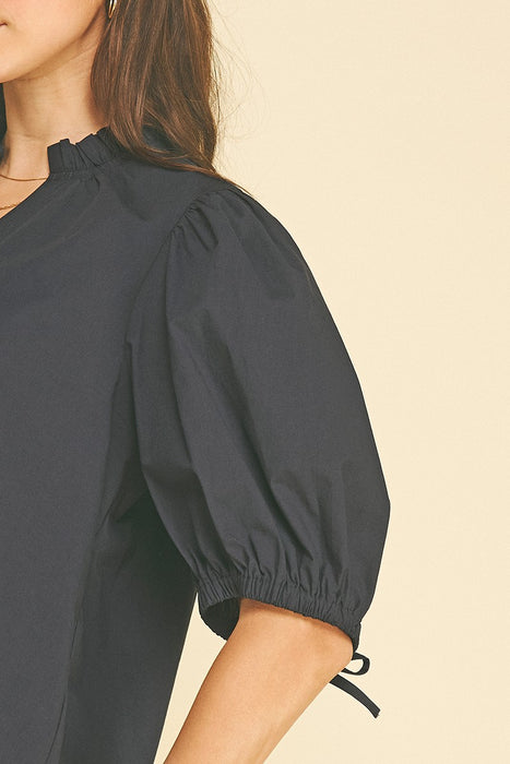 Ruffle Collar Short Sleeve Top