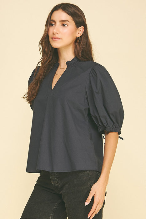 Ruffle Collar Short Sleeve Top