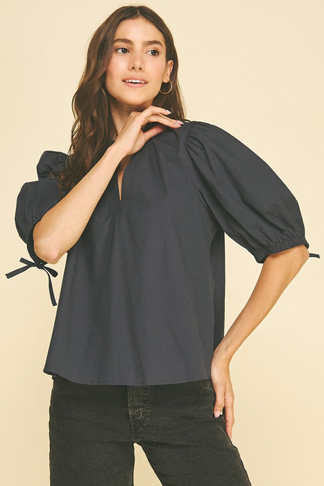 Ruffle Collar Short Sleeve Top