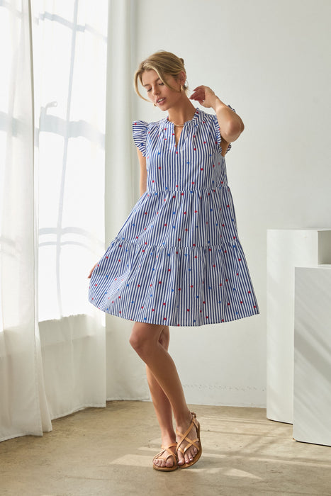 Striped Mini Dress with Stars
