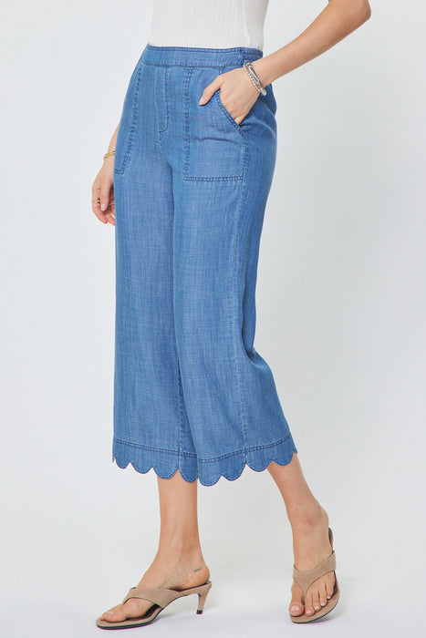 Scalloped Hem Cropped Top & Pant Set