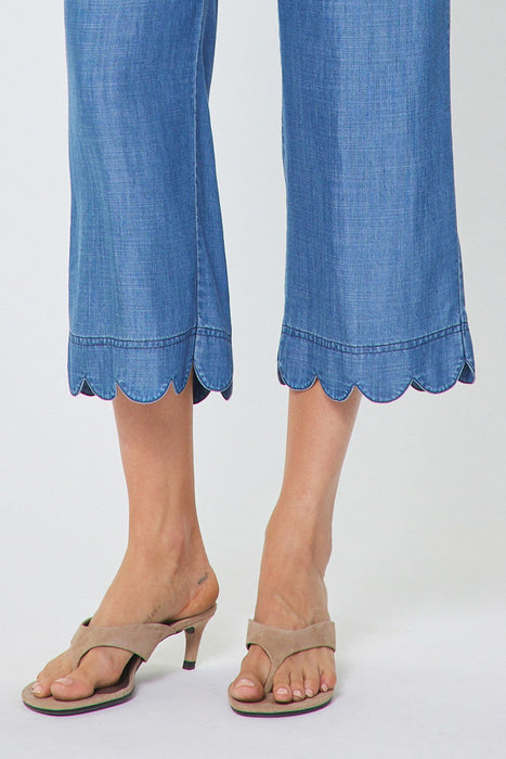 Scalloped Hem Cropped Top & Pant Set